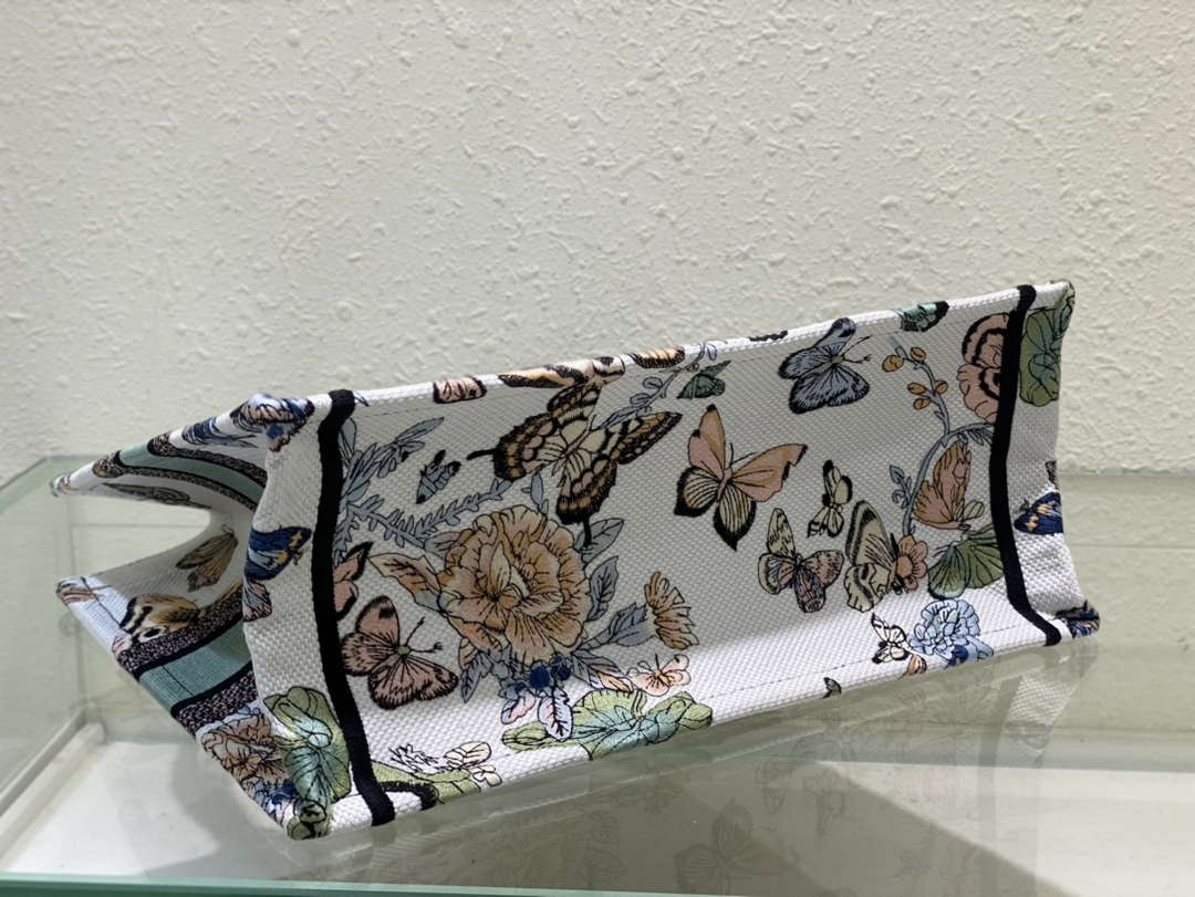 Dior Book Tote M1296 Medium Latte Multicolor Dior Jardin d'Hiver Embroidery M0083 - Default Title - View 6
