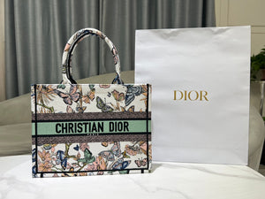 Dior Book Tote M1296 Medium Latte Multicolor Dior Jardin d'Hiver Embroidery M0084 - Default Title - View 1