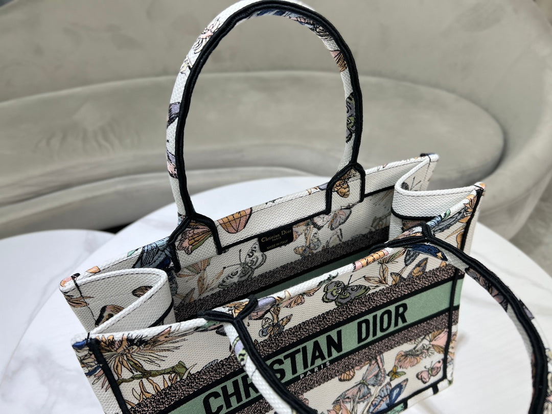 Dior Book Tote M1296 Medium Latte Multicolor Dior Jardin d'Hiver Embroidery M0084 - Default Title - View 7