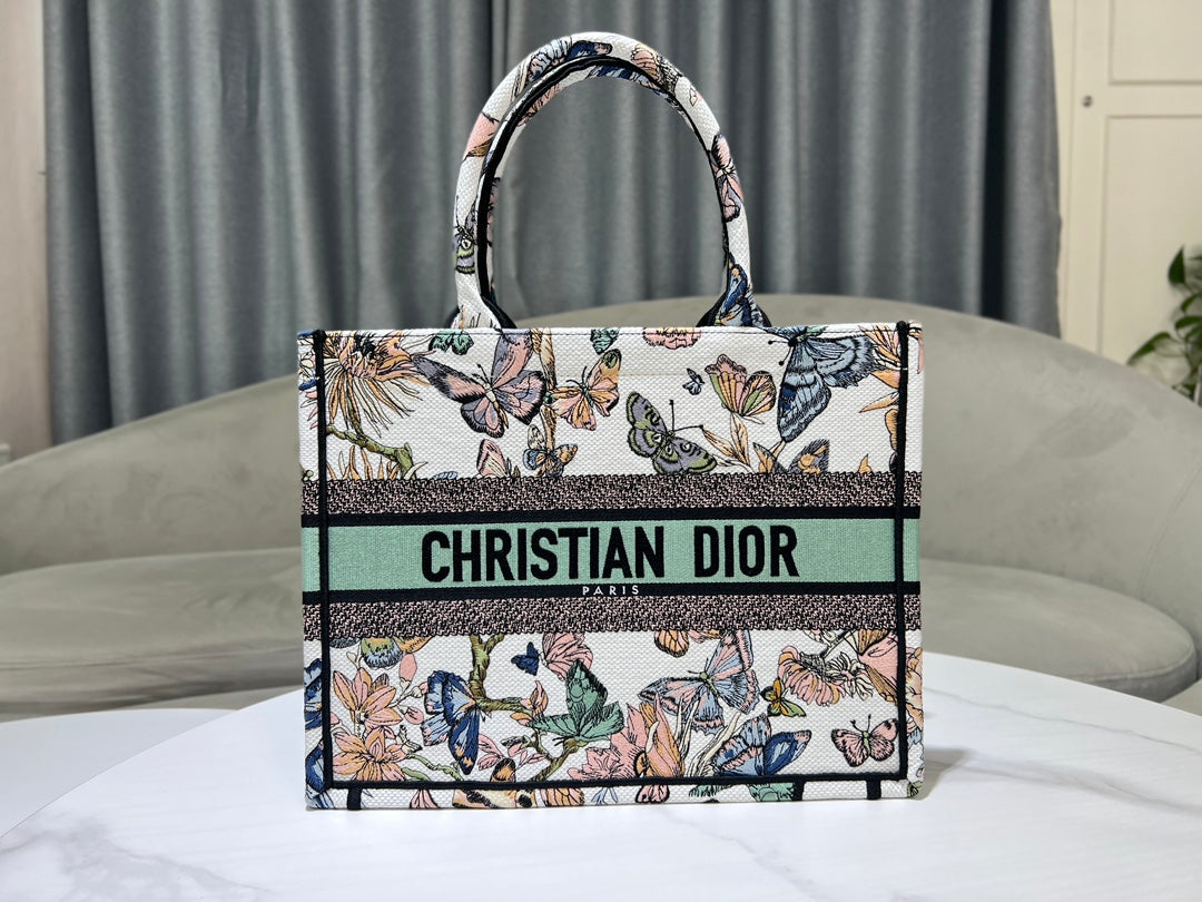 Dior Book Tote M1296 Medium Latte Multicolor Dior Jardin d'Hiver Embroidery M0084 - Default Title - View 9