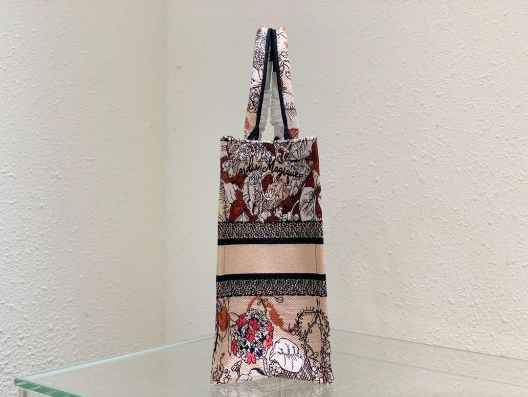 Dior Book Tote M1296 Medium Latte Multicolor Dior Jardin d'Hiver Embroidery M0087 - Default Title - View 3
