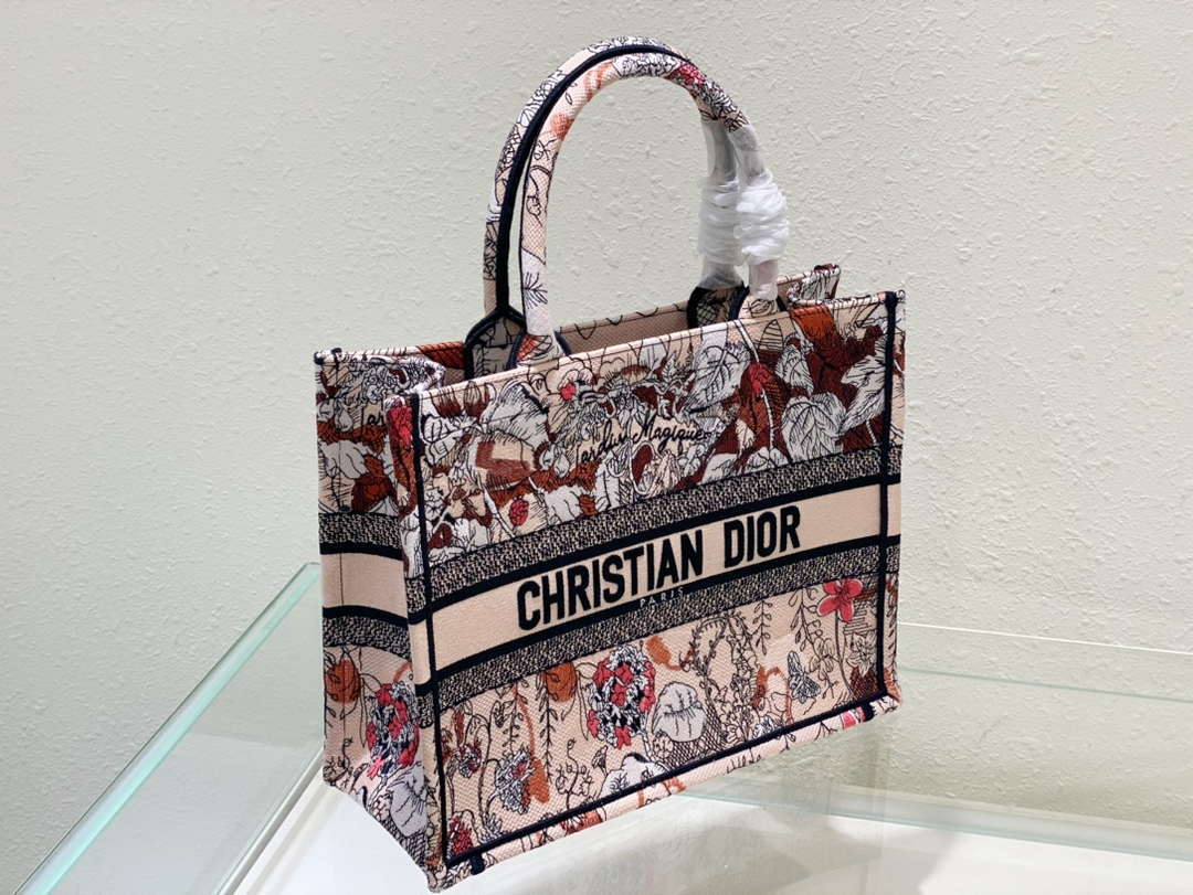 Dior Book Tote M1296 Medium Latte Multicolor Dior Jardin d'Hiver Embroidery M0087 - Default Title - View 5