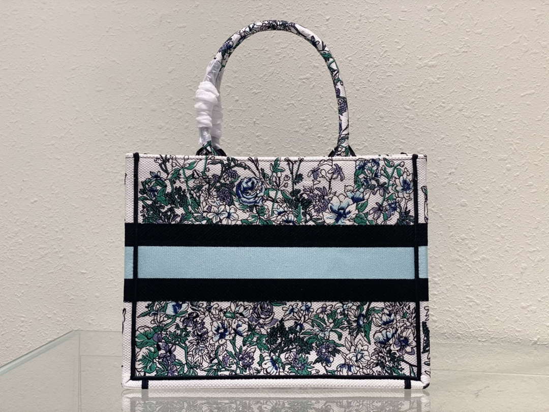 Dior Book Tote M1296 Medium Latte Multicolor Dior Jardin d'Hiver Embroidery M0089 - Default Title - View 4