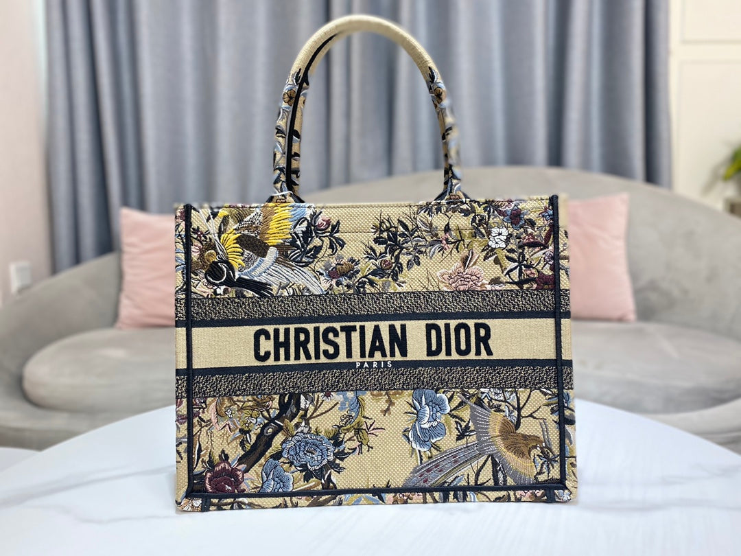 Dior Book Tote M1296 Medium Latte Multicolor Dior Jardin d'Hiver Embroidery M0090 - Default Title - View 2