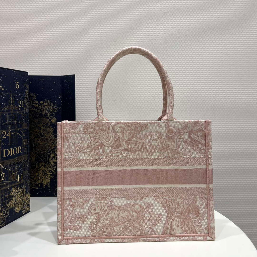 Dior Book Tote M1296 Medium Toile de Jouy Embroidery M0074
