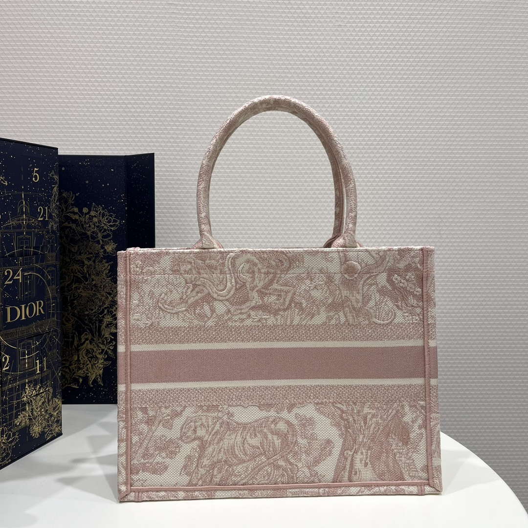 Dior Book Tote M1296 Medium Toile de Jouy Embroidery M0074