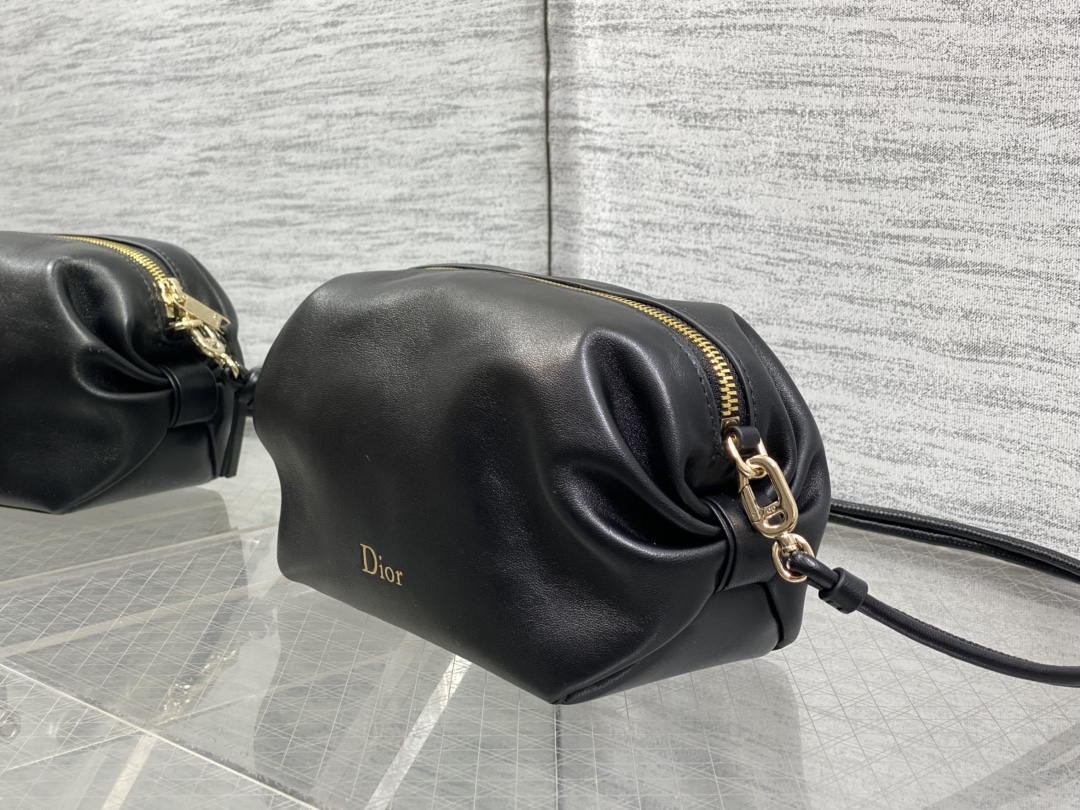 Dior Bow Pouch Black Supple Lambskin S3900