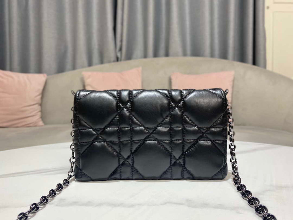 Dior S5135 Caro Macrocannage Pouch Black Quilted Macrocannage Calfskin