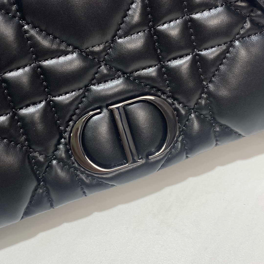 Dior S5135 Caro Macrocannage Pouch Black Quilted Macrocannage Calfskin