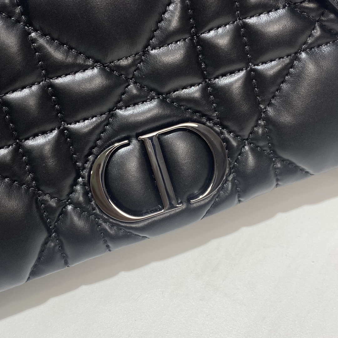 Dior S5135 Caro Macrocannage Pouch Black Quilted Macrocannage Calfskin
