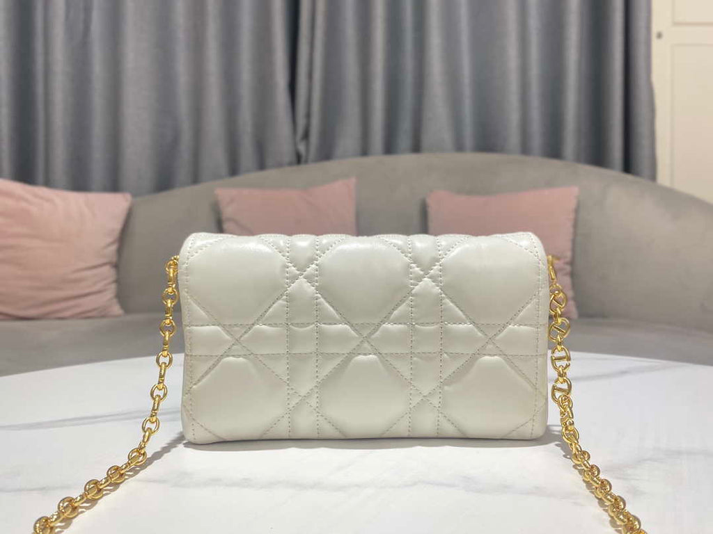 Dior S5135 Caro Macrocannage Pouch Latte Quilted Macrocannage Calfskin