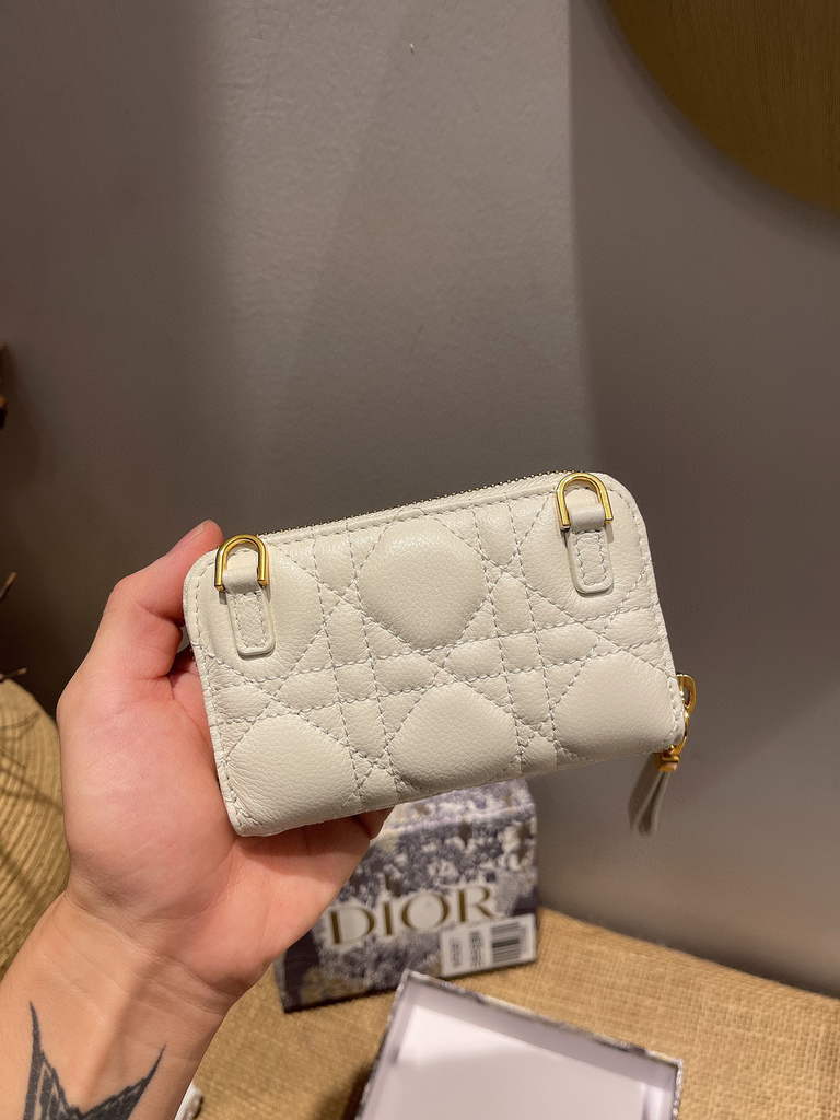 Dior Caro Mini zipper clutch 5087 White