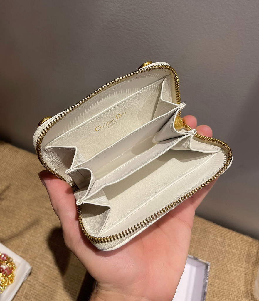 Dior Caro Mini zipper clutch 5087 White