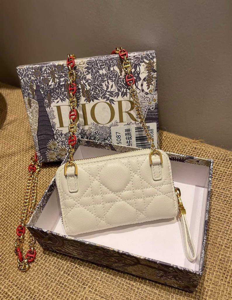 Dior Caro Mini zipper clutch 5087 White