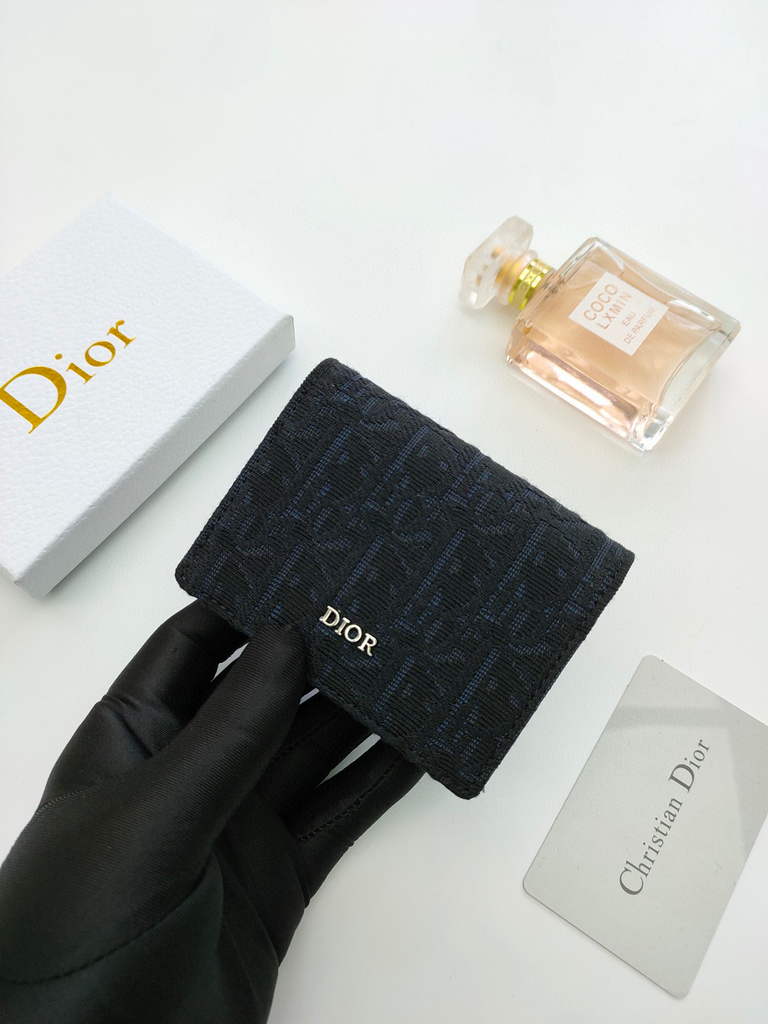 Dior Dior Wallet Mini Lady Blue S0178 Dior Oblique Jacquard Black