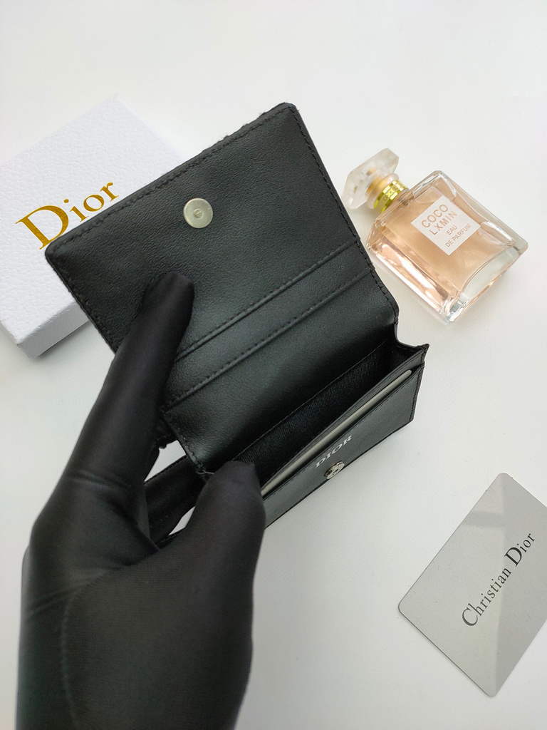 Dior Dior Wallet Mini Lady Blue S0178 Dior Oblique Jacquard Black
