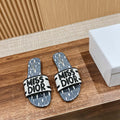 Dior KCO109EZO Dway Slide Embroidered Cotton and Deep Blue Miss Dior Allover Motif Shoes D82985 - Euro 35=US 4 - View 1
