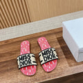 Dior KCO109EZO Dway Slide Embroidered Cotton and Pink Miss Dior Allover Motif Shoes D82986 - Euro 35=US 4 - View 1