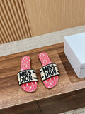 Dior KCO109EZO Dway Slide Embroidered Cotton and Pink Miss Dior Allover Motif Shoes D82986