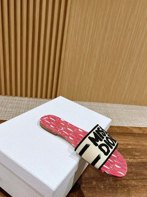 Dior KCO109EZO Dway Slide Embroidered Cotton and Pink Miss Dior Allover Motif Shoes D82986 - Euro 35=US 4 - View 3