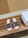 Dior KCO109EZO Dway Slide Embroidered Cotton Miss Dior Allover Motif Shoes D82990