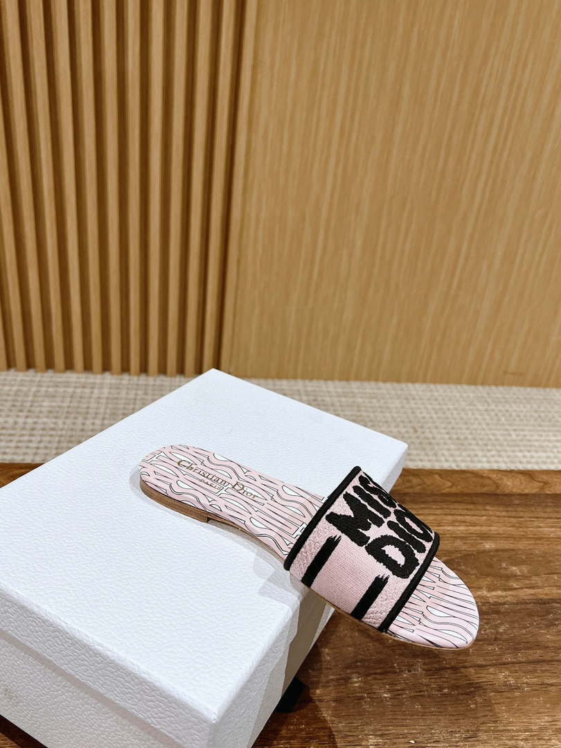 Dior KCO109EZO Dway Slide Embroidered Cotton Miss Dior Allover Motif Shoes D82990