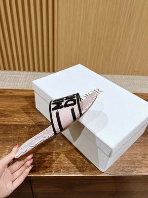 Dior KCO109EZO Dway Slide Embroidered Cotton Miss Dior Allover Motif Shoes D82990 - Euro 35=US 4 - View 5