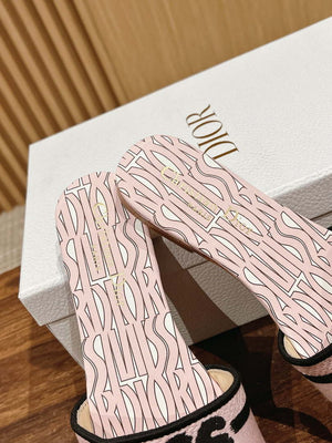 Dior KCO109EZO Dway Slide Embroidered Cotton Miss Dior Allover Motif Shoes D82990 - Euro 35=US 4 - View 7