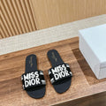 Dior KCO109EZO Dway Slide Embroidered Cotton Miss Dior Allover Motif Shoes D82991 - Euro 35=US 4 - View 1