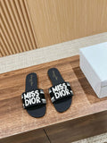 Dior KCO109EZO Dway Slide Embroidered Cotton Miss Dior Allover Motif Shoes D82991