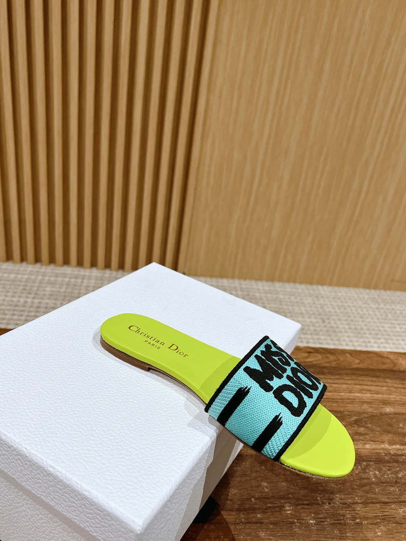 Dior KCO109EZO Dway Slide Embroidered Cotton Miss Dior Allover Motif Shoes D82992