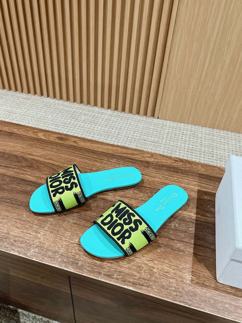 Dior KCO109EZO Dway Slide Embroidered Cotton Miss Dior Allover Motif Shoes D82993