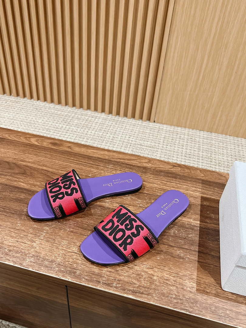 Dior KCO109EZO Dway Slide Embroidered Cotton Miss Dior Allover Motif Shoes D82994