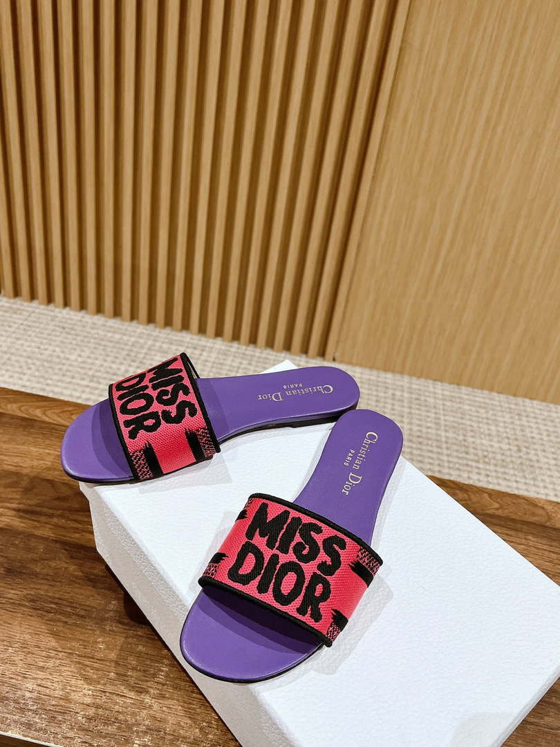 Dior KCO109EZO Dway Slide Embroidered Cotton Miss Dior Allover Motif Shoes D82994