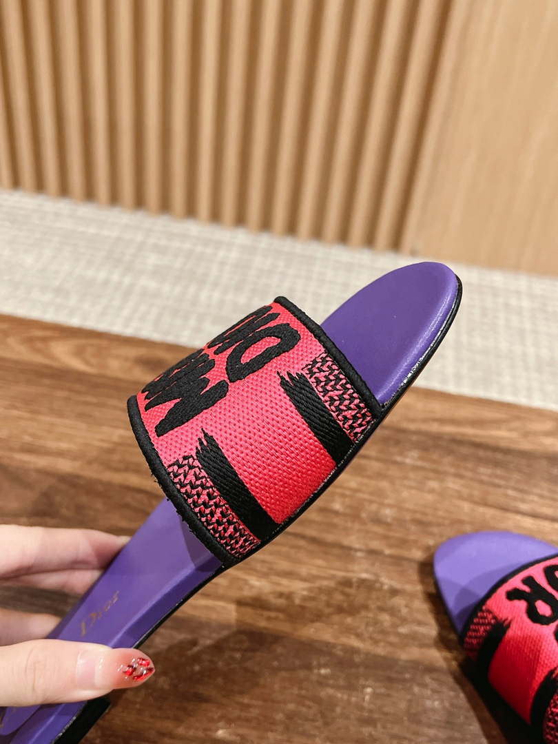 Dior KCO109EZO Dway Slide Embroidered Cotton Miss Dior Allover Motif Shoes D82994