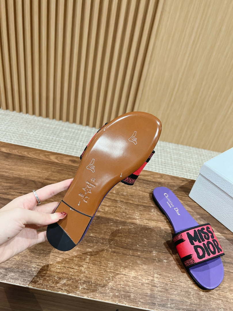 Dior KCO109EZO Dway Slide Embroidered Cotton Miss Dior Allover Motif Shoes D82994