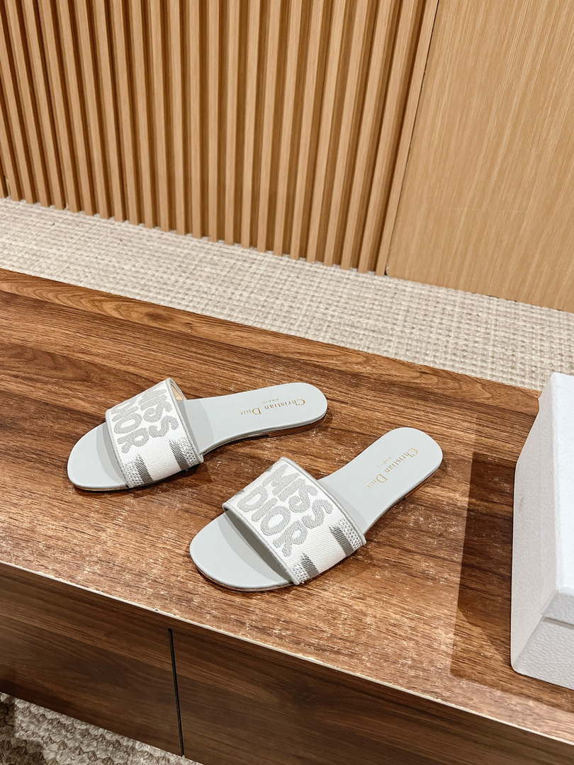 Dior KCO109EZO Dway Slide Embroidered Cotton Miss Dior Allover Motif Shoes D82996