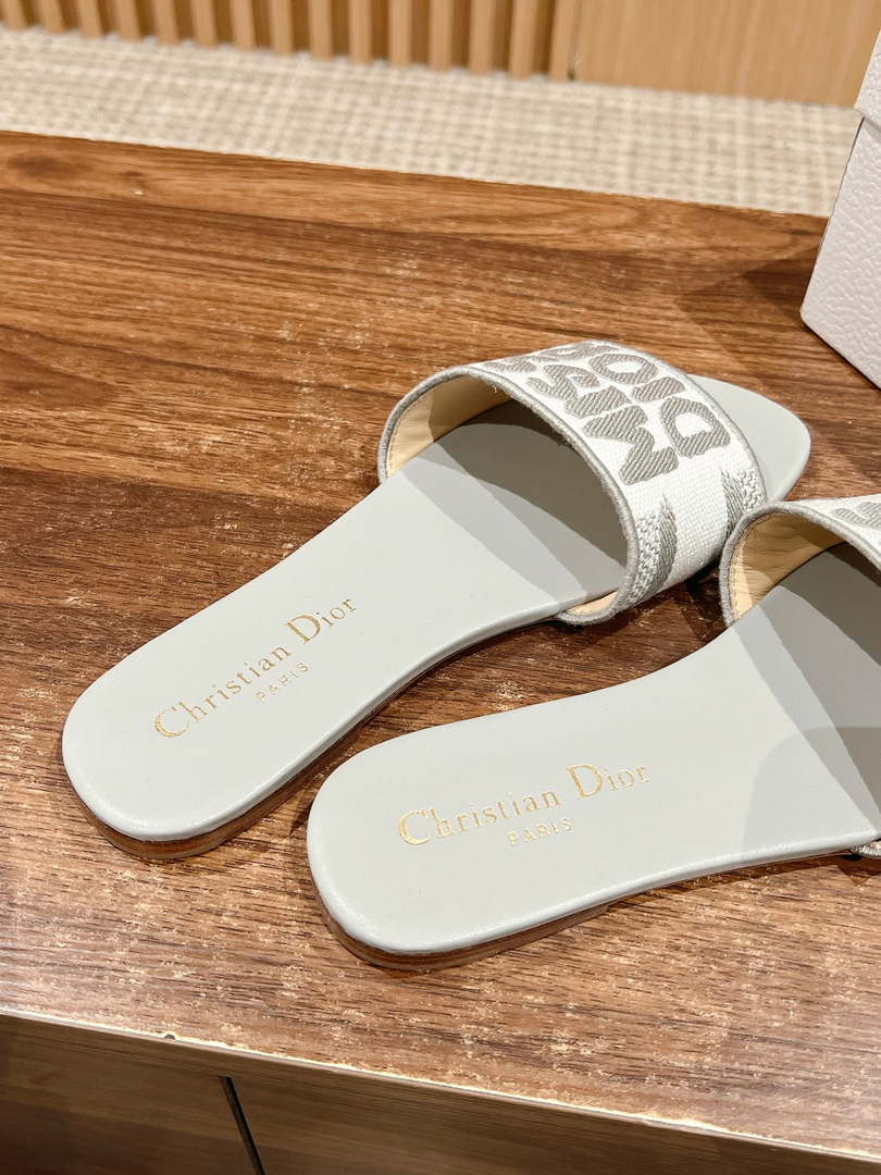Dior KCO109EZO Dway Slide Embroidered Cotton Miss Dior Allover Motif Shoes D82996