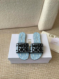 Dior KCO109EZO Dway Slide Embroidered Cotton Miss Dior Allover Motif Shoes D82997