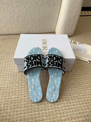 Dior KCO109EZO Dway Slide Embroidered Cotton Miss Dior Allover Motif Shoes D82997 - Euro 35=US 4 - View 8