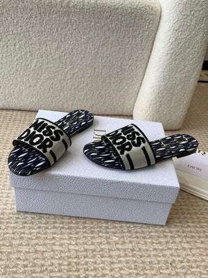 Dior KCO109EZO Dway Slide Embroidered Cotton Miss Dior Allover Motif Shoes D82998 - Euro 35=US 4 - View 3
