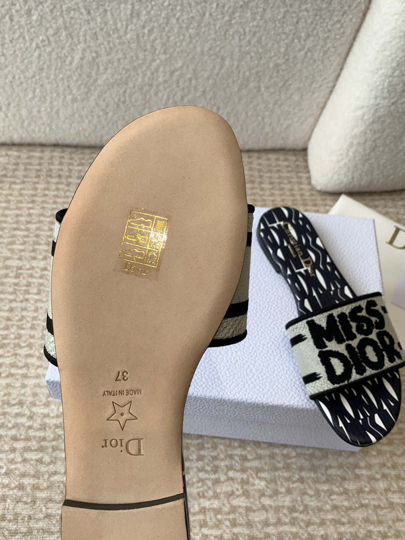 Dior KCO109EZO Dway Slide Embroidered Cotton Miss Dior Allover Motif Shoes D82998