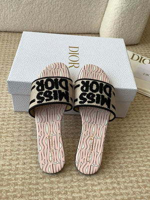 Dior KCO109EZO Dway Slide Embroidered Cotton Miss Dior Allover Motif Shoes D82999 - Euro 35=US 4 - View 2