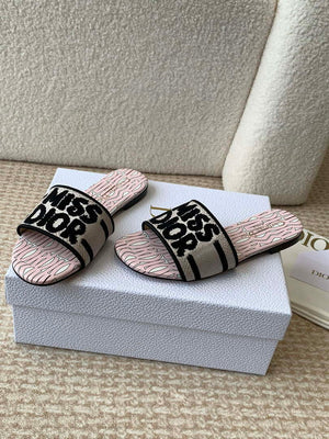 Dior KCO109EZO Dway Slide Embroidered Cotton Miss Dior Allover Motif Shoes D82999 - Euro 35=US 4 - View 3