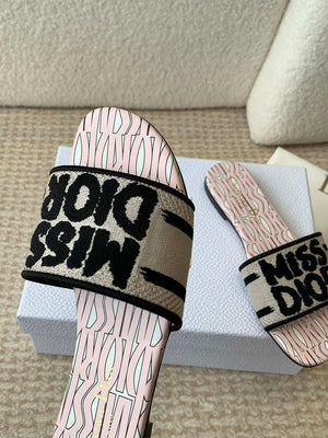Dior KCO109EZO Dway Slide Embroidered Cotton Miss Dior Allover Motif Shoes D82999 - Euro 35=US 4 - View 5