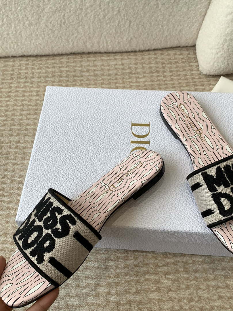 Dior KCO109EZO Dway Slide Embroidered Cotton Miss Dior Allover Motif Shoes D82999