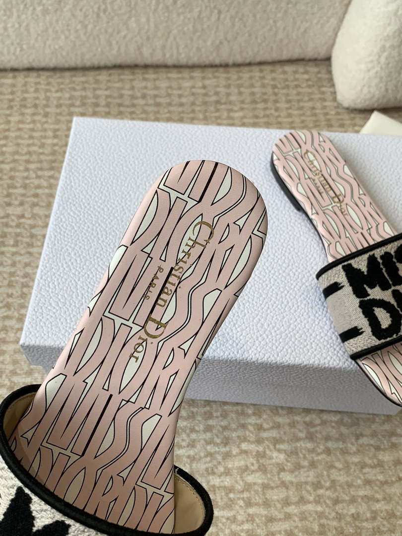Dior KCO109EZO Dway Slide Embroidered Cotton Miss Dior Allover Motif Shoes D82999