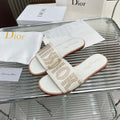 Dior KCO138CTU Dway Slide White Calfskin and Gold-Finish Studs Fashion Shoes D82980 - Euro 35=US 4 - View 1