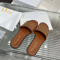 Dior KCO138CTU Dway Slide Brown Calfskin and Gold-Finish Studs Shoes D82982 - Euro 35=US 4 - View 1