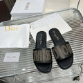 Dior KCO138CTU Dway Slide Black Calfskin and Gold-Finish Studs Shoes D82981 - Euro 35=US 4 - View 1